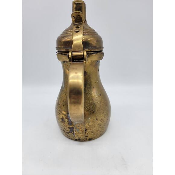 Vintage Teapot Dallah Antique Brass Pot Arabic Islamic Middle Eastern 8" Signed - Picture 7 of 10
